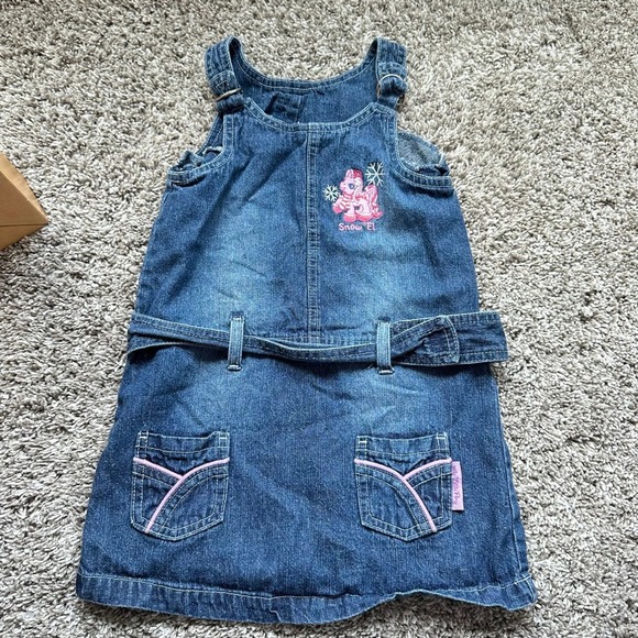 Vintage My Little Pony Girls Denim Jumper Dress Size 5 Snow'El Embroidered Vintage My Little Pony Girls Denim Jumper Dress Size 5 Snow'El Embroidered